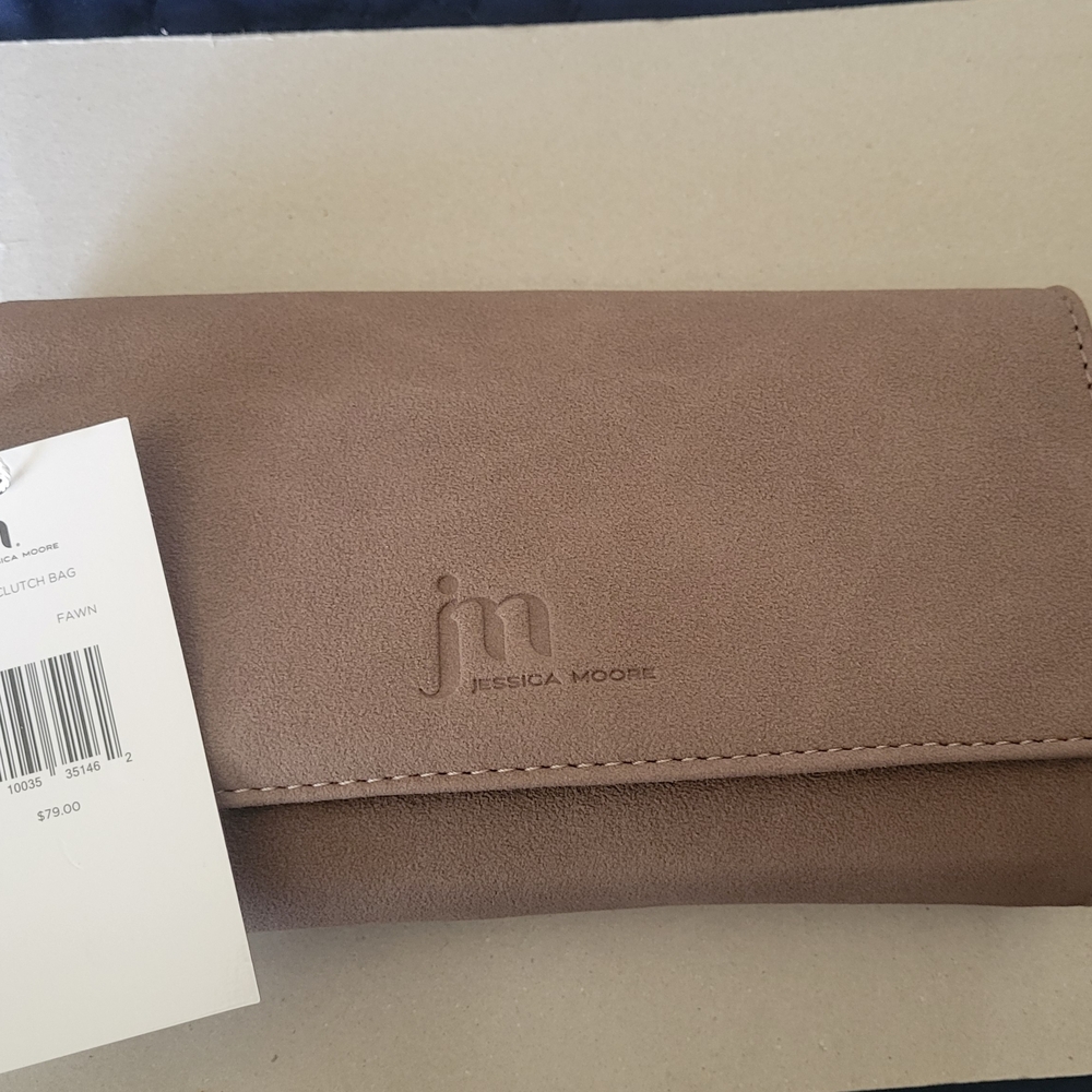 Jessica Moore Taupe Clutch Wristlet